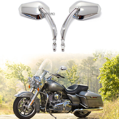#ad Chrome Motorcycle Rearview Mirror 8mm For Harley Touring Road King Electra Glide $39.10