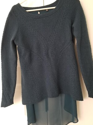 #ad ANTHROPOLOGIE BY KNITTED amp; KNOTTED L S DK TURQUOISE SWEATER SZ M $20.00