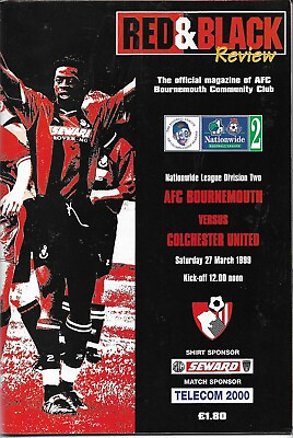 #ad Football Programme Bournemouth v Colchester United Div 2 27 3 1999 GBP 1.00