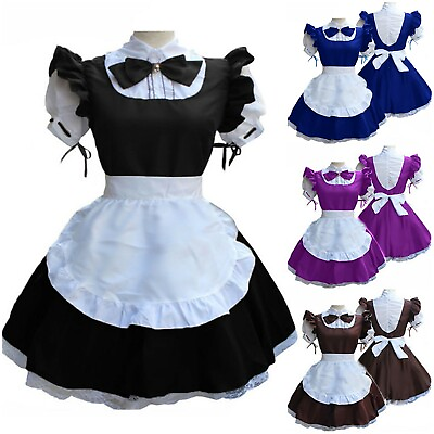 #ad Women Sexy French Maid Adult Uniform Fancy Dress Costume Cosplay Bowknot Outfits $25.40