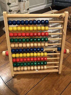 #ad 1999 Learningsmith Wooden Folding ABACUS Math Bead Counting Educational TOY $26.00