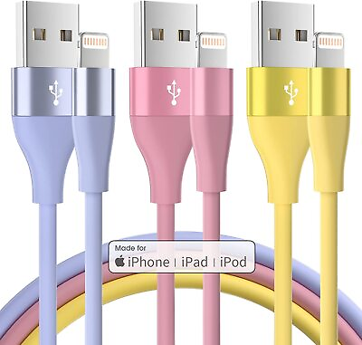 #ad 3pack Heavy Duty Fast Charger USB Cable For iPhone 13 12 11 X XR 8 Charging Cord $7.98