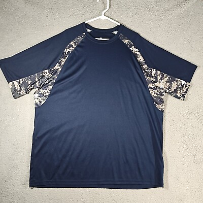 #ad Badger Sports Men#x27;s T Shirt 3XL Blue Camouflage Activewear Casual Sports $13.00