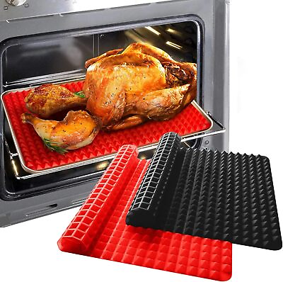 #ad 2x Silicone Baking Mat Red Pyramid Cooking Sheet Pan Oven Tray Pastry 16“x11quot; US $16.99