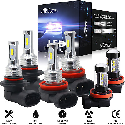 For Honda Accord 2013 2014 2015 6X 9005 H11 H11 LED Headlight Fog Light Bulb Kit $35.99