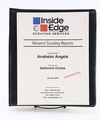 #ad Original Inside Edge 2001 Anaheim Angels Advanced Scouting Report By Orioles $99.99
