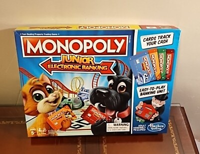 #ad Monopoly Junior Electronic Banking Trading Board Game Hasbro Complete Working $9.99