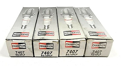 #ad Set of 4 Spark Plugs Double Platinum Power Champion Spark Plug 7407 RS14PLP $12.99
