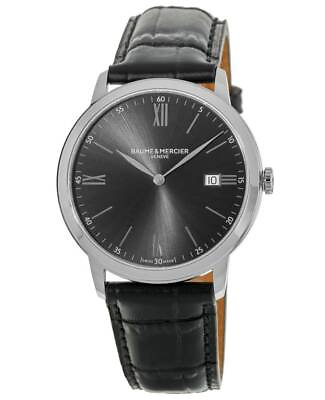 #ad New Baume amp; Mercier Classima Quartz Grey Dial Black Leather Men#x27;s Watch 10416 $751.44