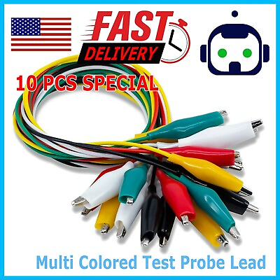 #ad 10Pcs Double ended Wire Crocodile Alligator Clips Test Leads Jumper Cable $6.95