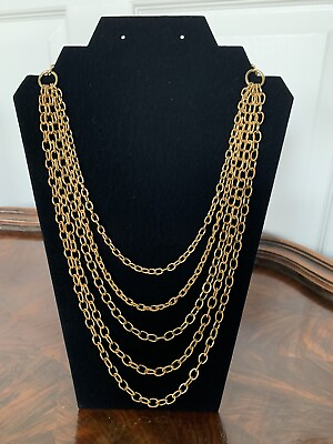 #ad 925 Sterling Silver Gold Plated Multi Strand Chain Necklace $125.00