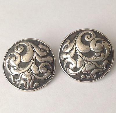 #ad Vintage Repousse Victorian Style Sterling Post or Dangle Earrings Konder #769 $42.95