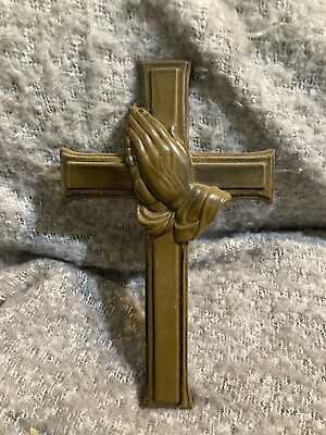 #ad 93 Burwood Plastic Cross w Praying Hands Hanger Religious Gothic Prop USA $11.99