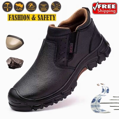 #ad Mens Safety Shoes Composite Toe Work Shoes Waterproof Boots Oil Resistant Shoes $29.52