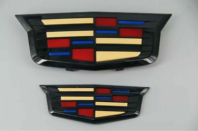 Front amp; Rear Black amp; Color Crest Cadillac Logo Badge Emblem for XTS CT6 XT5 ATS $37.95