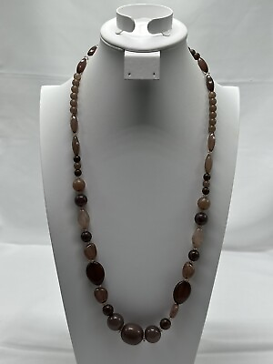 #ad necklace with multi colored brown graduated beads $26.99