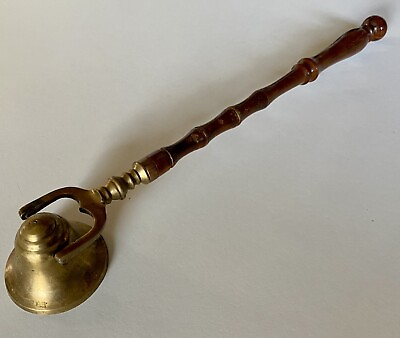 #ad Vintage Solid Antique Brass Candle Sniffer With 14” Wood Handle. Vintage Patina $25.95