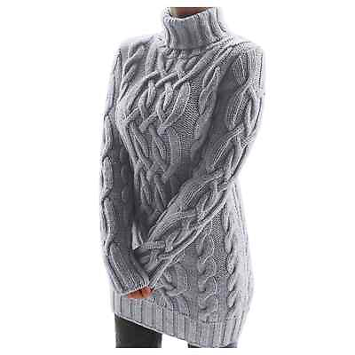 #ad Elegant Women Cable Knit Sweater Dress Turtleneck Mini Long Sleeve Slim Pullover $39.04
