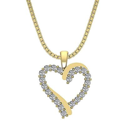 #ad #ad Heart Pendant Necklace Round Diamond I1 G 1 2 Ct 14K White Yellow Rose Gold $404.79