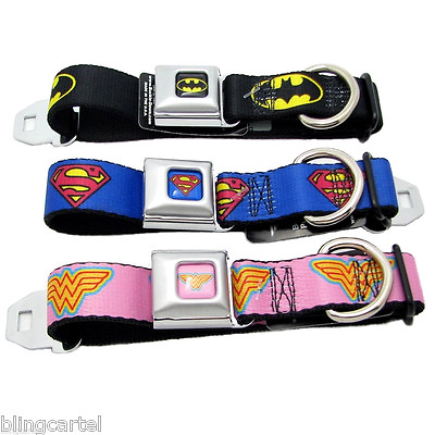 Dog Collar Seat Belt Nylon DC Comics Batman Superman Wonder Woman Buckle Down $26.99