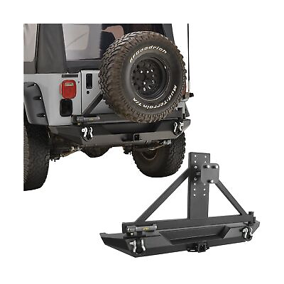EAG Steel EZ Grip Rear Bumper with Secure Lock Tire Carrier Fit for 87 06 Wra... $597.99