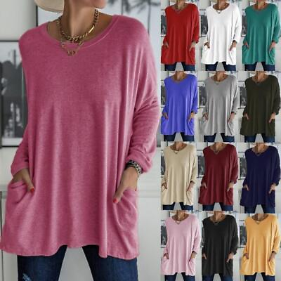 Women#x27;s Baggy Tunic Tops Long Sleeve T shirt Ladies Casual Pullover Tee Blouse‹ $12.33