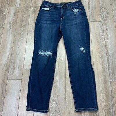 #ad Judy Blue Jeans Womens Boyfriend Fit 13 31 Dark Wash Distressed Stretch Denim $38.00
