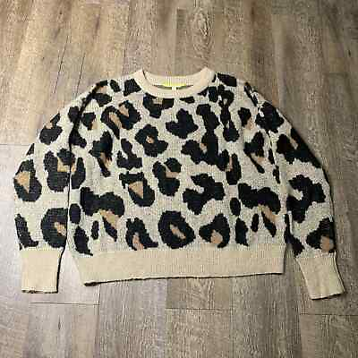 #ad Gianni Bini Sweater Womens Size Small Beige Leopard Print Cami Long Sleeves $15.00