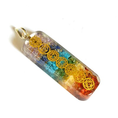 #ad Seven Chakra Orgone Pendent with 7 Natural Gemstone $8.98