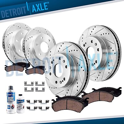 Front amp; Rear Drilled Rotors Brake Pads for Chevrolet GMC Silverado Sierra 1500 $262.43