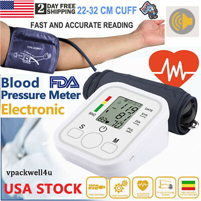 #ad 2024 Digital Automatic Blood Pressure Monitor Upper Arm BP Machine Heart Rate HP $11.99