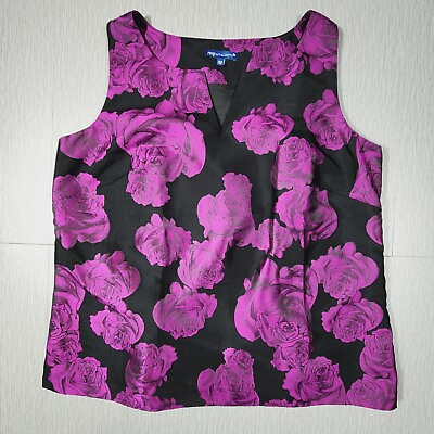RSVP by TALBOTS Black Pink Rose Foral Sleeveless Top Womens Size 14W $24.99