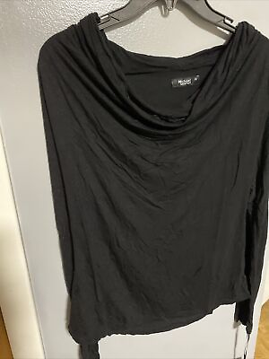 #ad Michael Lauren Black Draped Neckline Shirt Womens Size XSmall $14.99