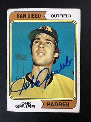 #ad John Johnny Grubb Padres Signed 1974 Topps Baseball Card #32 Auto Autograph $13.99