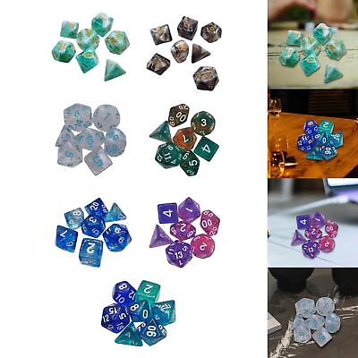 #ad 7 Pieces Acrylic Polyhedral Dices Rolling Dices for Board Game Camping Parties $6.97