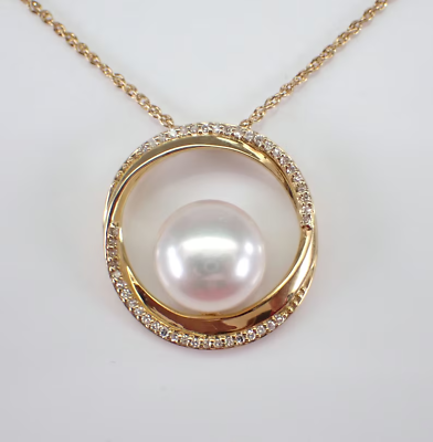 #ad 1.30Ct Round Cut White Pearl Circle Drop Pendant 14k Yellow Gold Plated 18 Chain $127.99