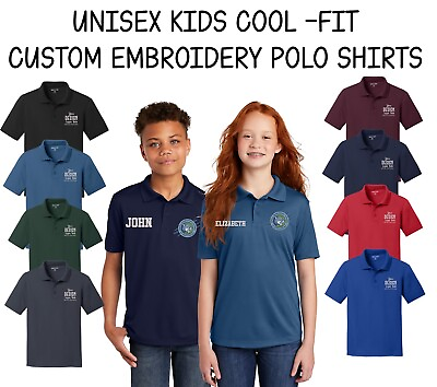 #ad Ink Stitch Custom Logo Texts Stitching Kids Youth Mesh Cool Fit Polo Shirts $24.99