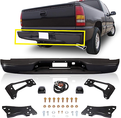 #ad Rear Step Bumper Assembly Replacement Steel Bar W Pad Black1999 $246.18