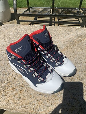 #ad Reebok Question Mid USA Navy White Men#x27;s Sneakers GW8028 Size 9 Used $40.00