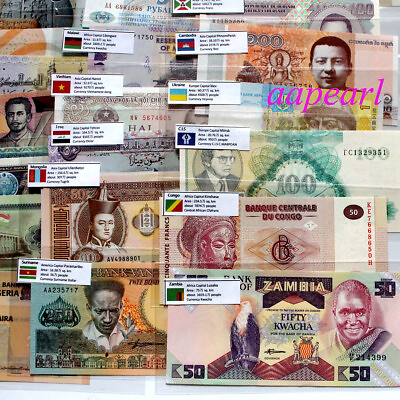 #ad Lot 50 Different 26 Countries World Banknotes Foreign Paper Money English Flags $18.04