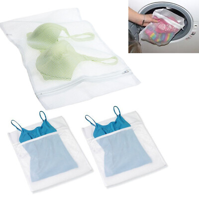 #ad 3 New Mesh Laundry Bag White Zipper Wash Washing Lingerie Clothes 10 1 2quot; x 12quot; $11.43