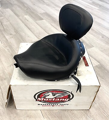 #ad Mustang Studded Leather Solo Rider Seat Backrest 04 21 Harley Sportster 4.5 Gal $449.00
