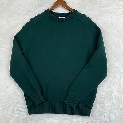 #ad J Crew Sweater Mens Medium Green 100% Cotton Classic Knit Pullover $28.00