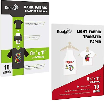 #ad 20 Sheets Koala Printable Heat Transfer Paper Iron on for DARK Light T shirt $15.98