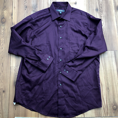 #ad Kenneth Cole Reaction Purple Button Up Long Sleeve Cotton Shirt Men#x27;s Size L $24.00