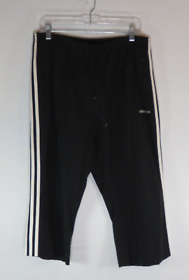 Adidas L Cropped Track Pants Trefoil Stripes Pockets Y2K Retro Black White $14.95