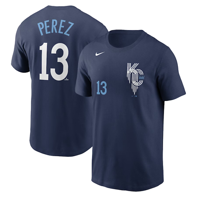 #ad Salvador Perez Kansas City Royals Shirt Mens XL Blue Nike City Connect Crew Neck $17.46