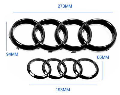 #ad For Audi A3 A4 A5 Emblem Gloss Black Radiator Grille Rings VH 273x94193x66MM $73.59