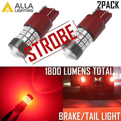 #ad Alla Lighting LED 7443 Strobe Blinking Flashing Brake Light Bulb Safety Warning $19.88