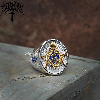 Mens Gold Freemason Masonic Ring Men Stainless Steel Size 7 15 Gift $9.99